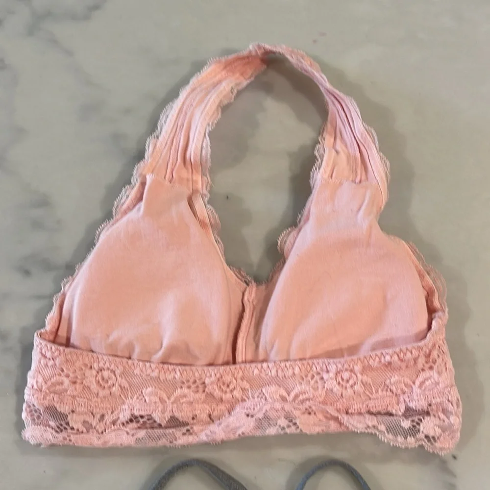 Athleta Girl Sports Bra Pink Lace Halter Bra Girls 8-10